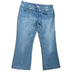 Vintage Candies Jeans Womens 11 Y2K Embroidered Floral Flare Bootcut Hippie